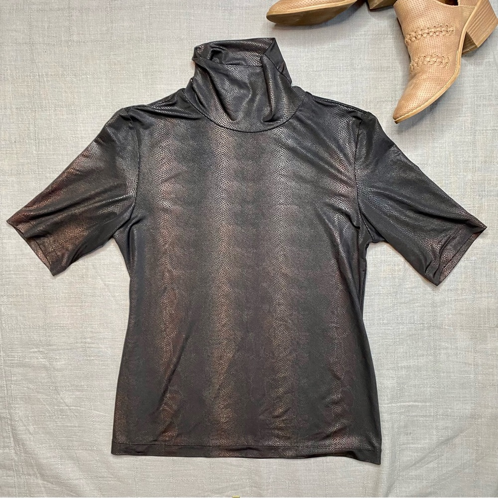 Black Snakeskin short sleeve top